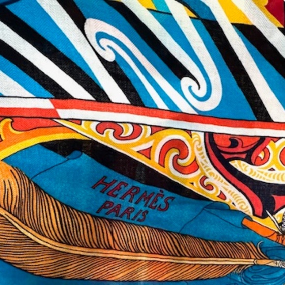 NWT HERMES KAWA ORA BY TE RANGITU NETANA 140X140 CASHMERE SILK SHAWL SCARF STOLE - Picture 15 of 15